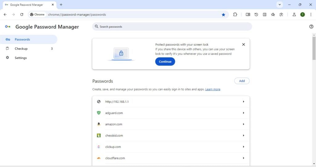 Chrome Password Manager promo Protect passwords with screen lock on shared device