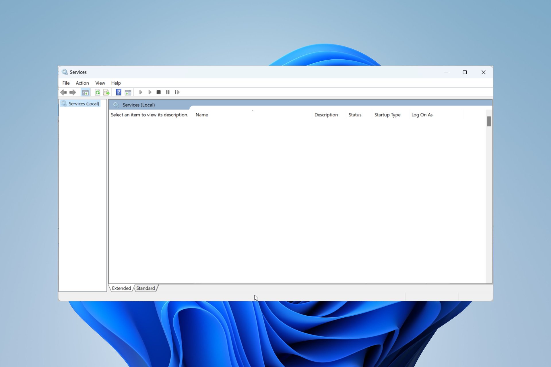 What to do if the services.msc Extended tab is blank