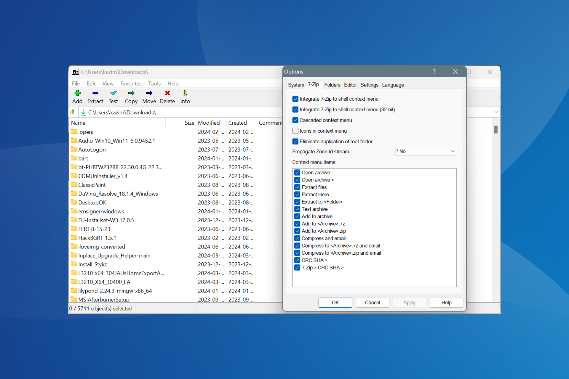 7zip windows 11 context menu