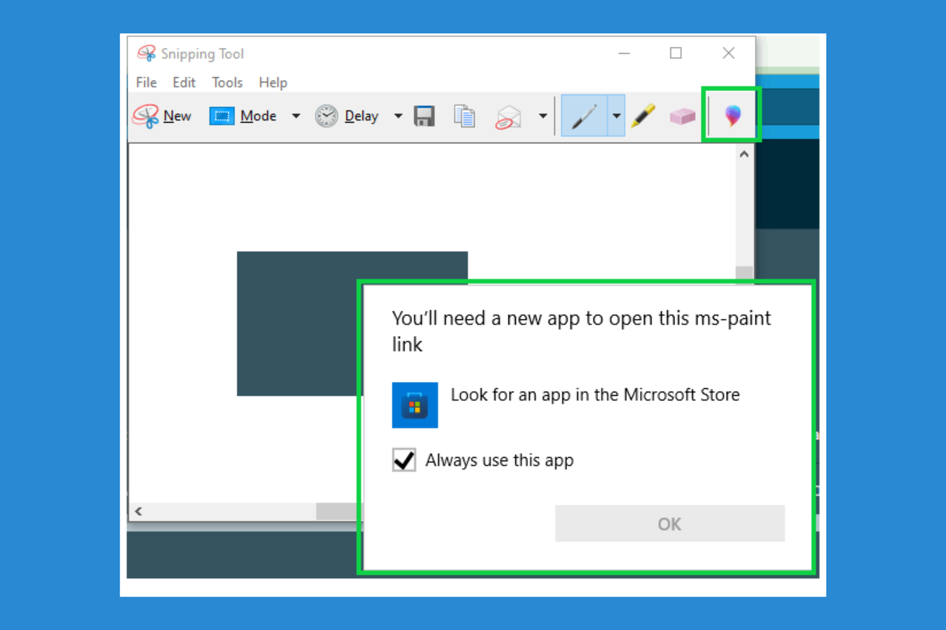 What to do if The paint 3D icon in Snipping Tool is not working